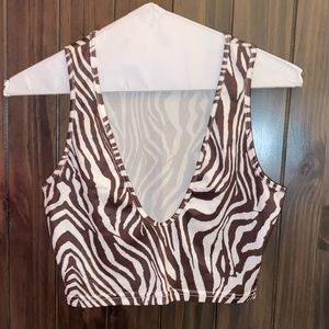 v-neck zebra print tank